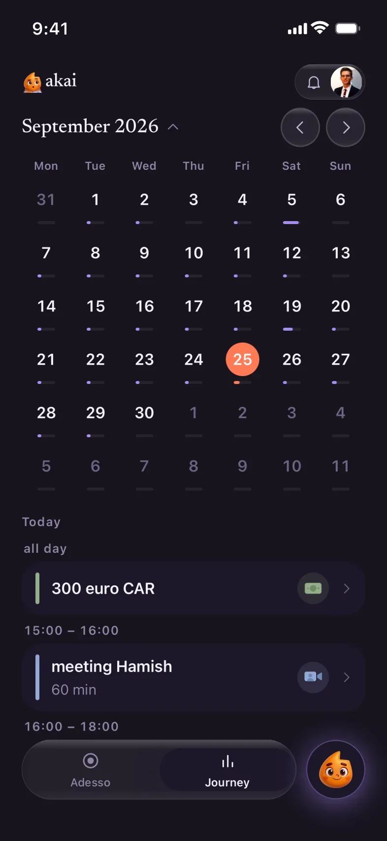 The month, with connected calendars.